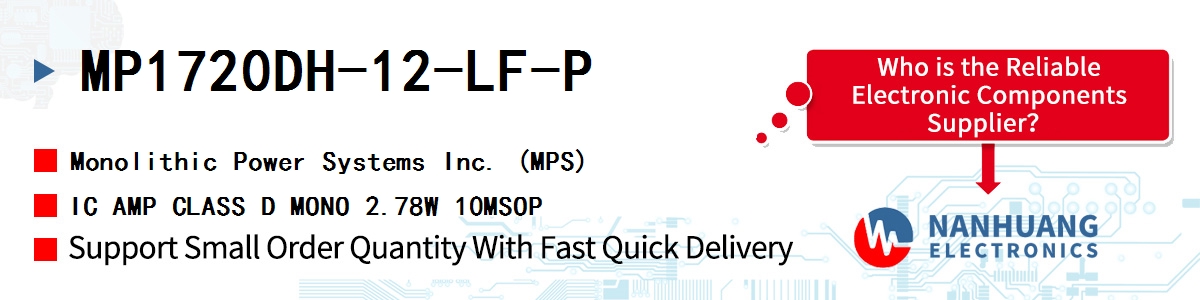MP1720DH-12-LF-P MPS IC AMP CLASS D MONO 2.78W 10MSOP