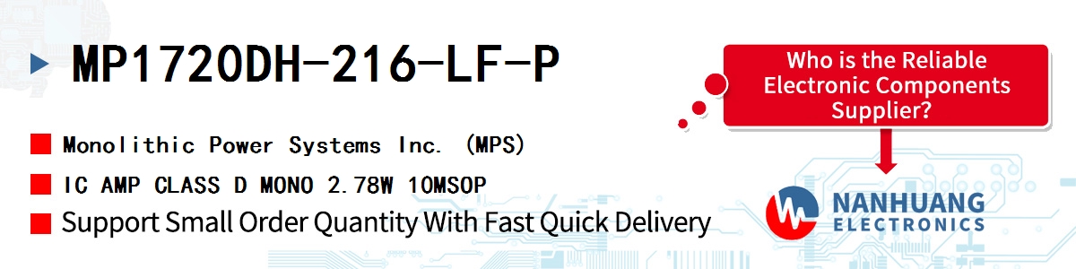MP1720DH-216-LF-P MPS IC AMP CLASS D MONO 2.78W 10MSOP