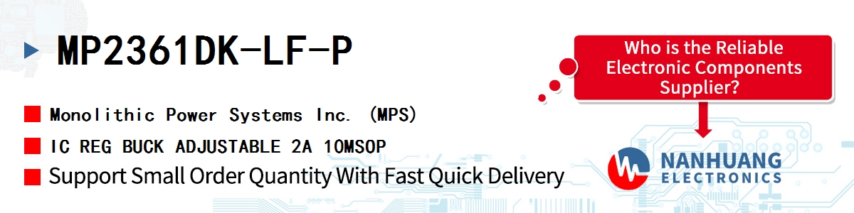 MP2361DK-LF-P MPS IC REG BUCK ADJUSTABLE 2A 10MSOP