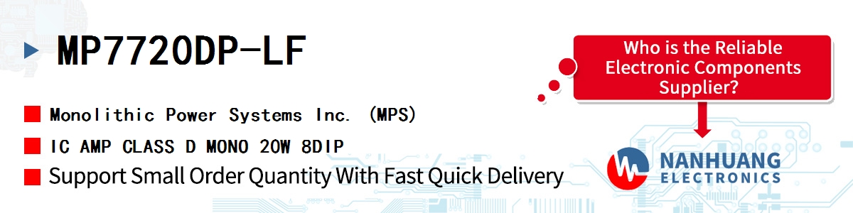 MP7720DP-LF MPS IC AMP CLASS D MONO 20W 8DIP