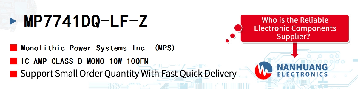 MP7741DQ-LF-Z MPS IC AMP CLASS D MONO 10W 10QFN