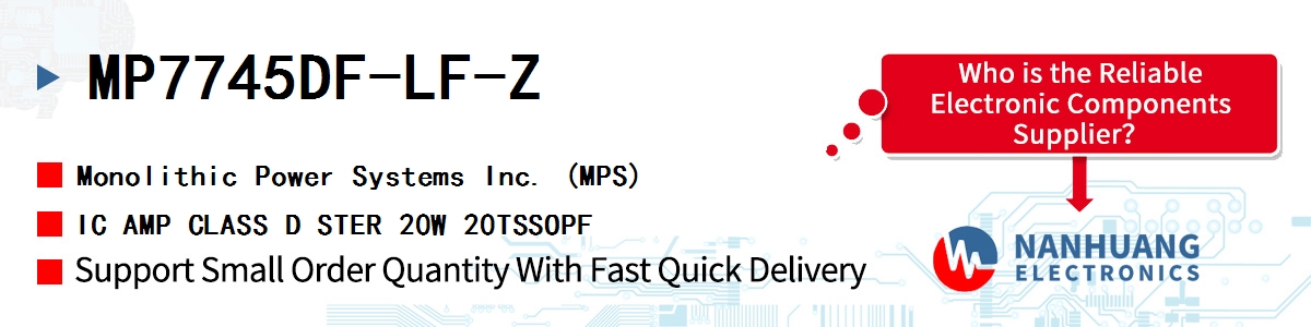 MP7745DF-LF-Z MPS IC AMP CLASS D STER 20W 20TSSOPF