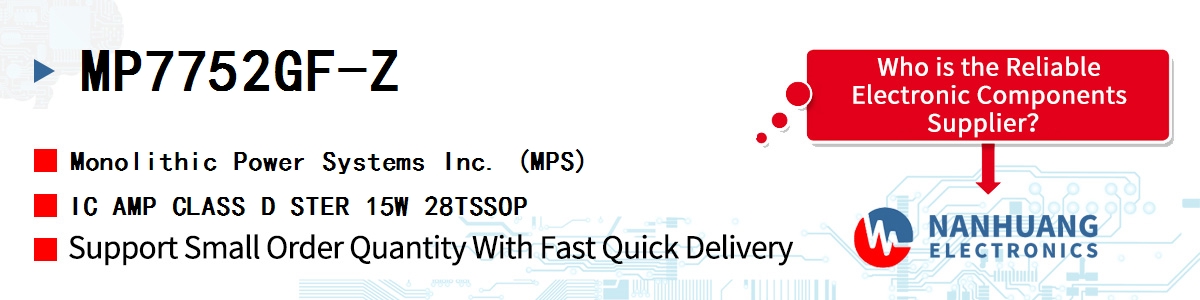 MP7752GF-Z MPS IC AMP CLASS D STER 15W 28TSSOP