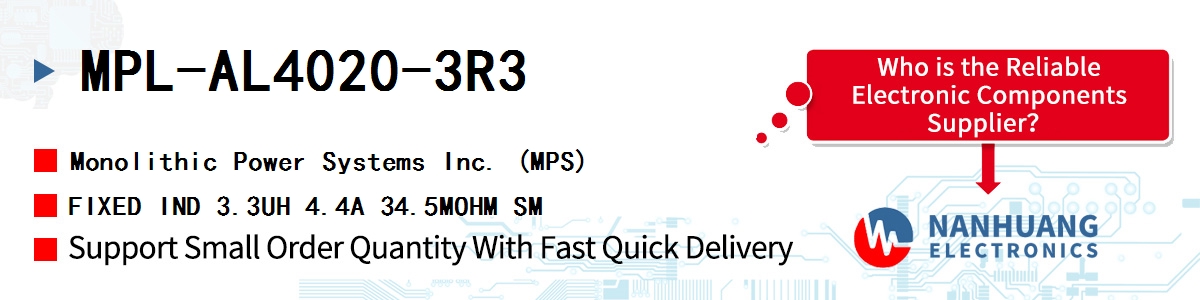 MPL-AL4020-3R3 MPS FIXED IND 3.3UH 4.4A 34.5MOHM SM